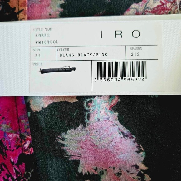 IRO Women's Pink and Black Long Sleeve V Neck Silk Blouse New Size XS - Picture 4 of 14